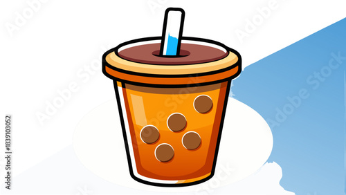 Sweet Taiwanese Boba Drink Vector Icon