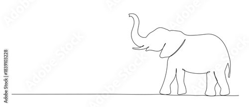 Elephant continuous line illustration. Hand drawn doodle vector sketch isolated on white background.