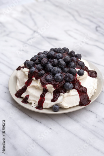 blueberry pavlova on a plate
