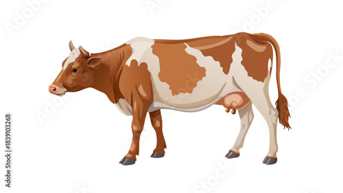 Brown and White Spotted Cow Illustration