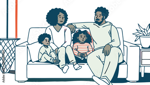 Family Bonding Time: Parents and Children Relaxing at Home
