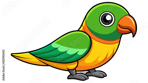 Cute Cartoon Parrot or Lovebird Illustration