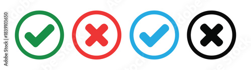 Yes and No signs in circles. Vector correct and incorrect icons.