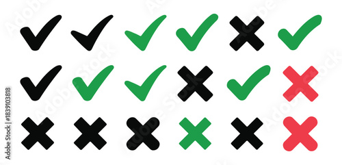 Green, red, and black validation icons. Approve and Reject symbols.