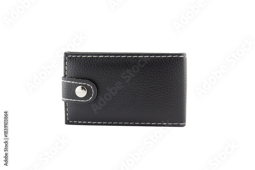 leather black wallet isolated on white background