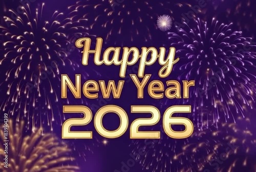 happy new year, new year 2026, 2026 celebration, new year background, fireworks, gold fireworks, festive lights, holiday greeting, celebration background, party celebration, golden numbers, typography