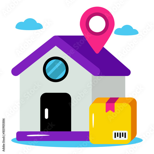 Conceptual design icon of home delivery location 
