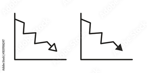 Arrow trend-down icons, Line vector. solid symbol set