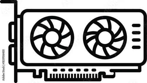 Computer graphics card hardware icon illustration