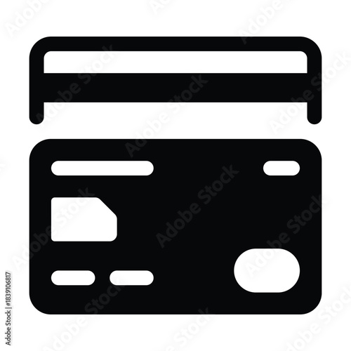 Solid credit card icon for payment, bank, finance, and purchase.