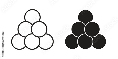 Ball pile icons, Line vector. solid symbol set