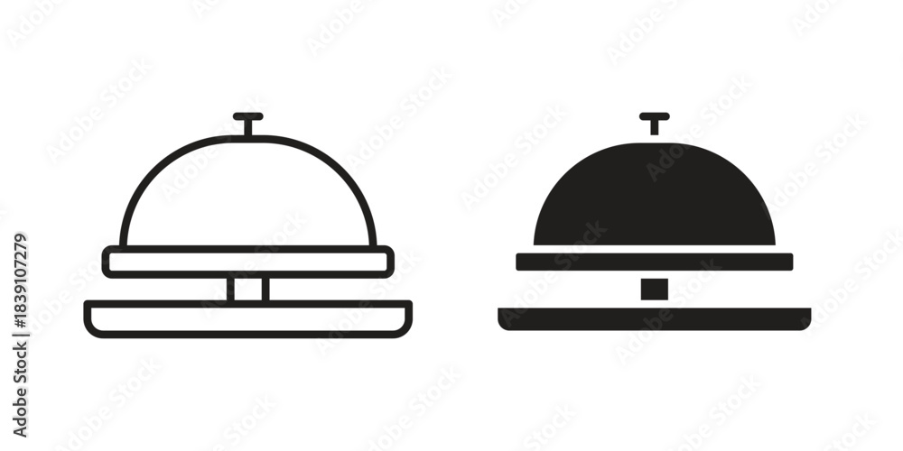 Fototapeta premium Bell concierge icons, Line vector. solid symbol set