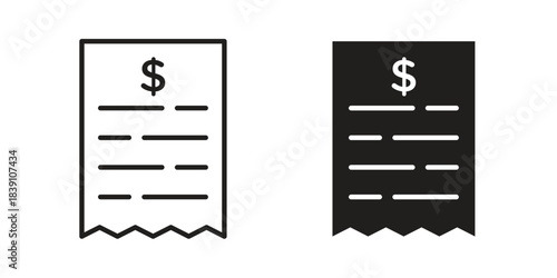 Bill icons, Line vector. solid symbol set