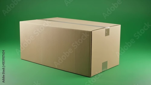 Cardboard box as a symbol of logistics and shipping, realistic footage