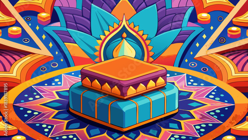 Vibrant Ottoman Pattern Abstract Art