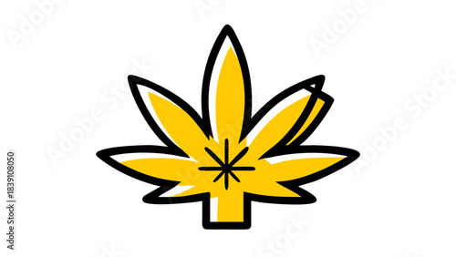 Yellow Marijuana Leaf Medical Symbol