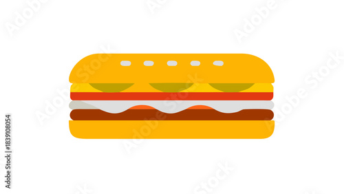 Flat icon of a delicious hoagie sandwich