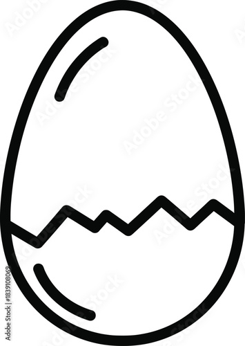 Cracked Egg Outline Icon Illustration