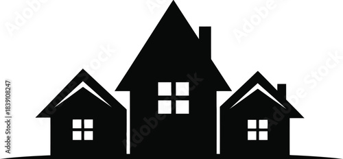 Village Houses Silhouette Illustration