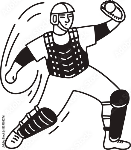 Baseball Catcher Throwing Ball Silhouette Vector