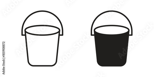 Bucket icons, Line vector. solid symbol set