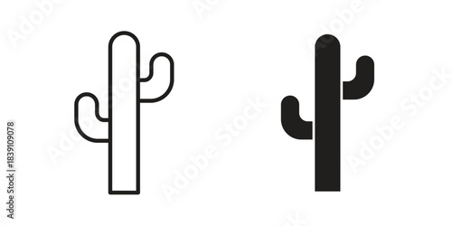 Cactus icons, Line vector. solid symbol set