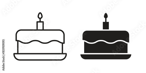 Cake icons, Line vector. solid symbol set
