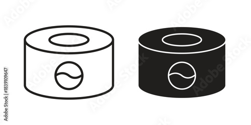 Canned food icons, Line vector. solid symbol set