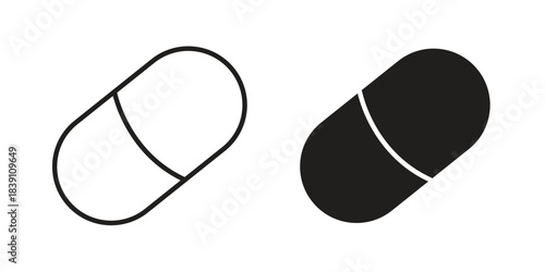 Capsules icons, Line vector. solid symbol set