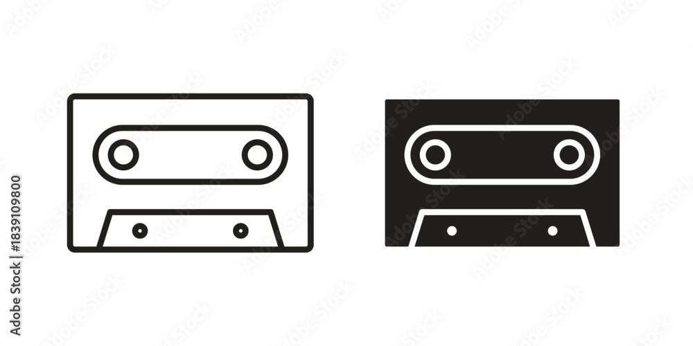 Obraz premium Cassette tape icons, Line vector. solid symbol set
