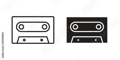 Cassette tape icons, Line vector. solid symbol set