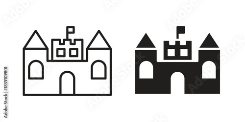 Castle icons, Line vector. solid symbol set
