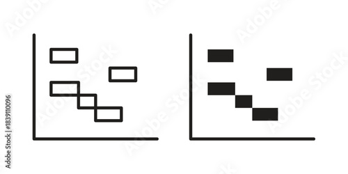 Chart gantt icons, Line vector. solid symbol set