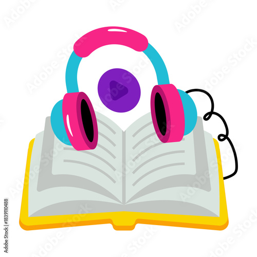 Creative design icon of audiobook