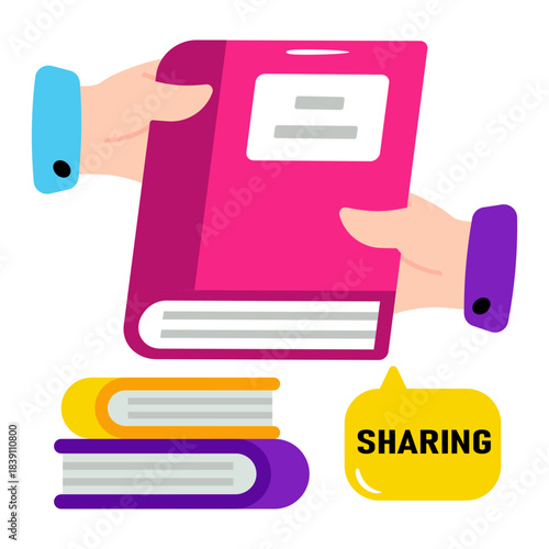 Editable design icon of sharing books 