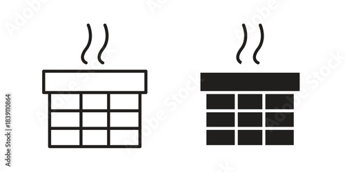 Chimney icons, Line vector. solid symbol set