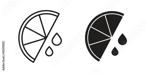 Citrus slice icons, Line vector. solid symbol set