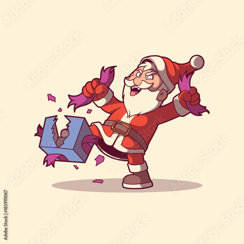 Angry Santa Claus Mad Because Christmas Is Far Away vector illustration. Holidays design concept.