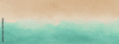 Soft watercolor blend of warm sand beige and tranquil turquoise, calm beach inspired gradient, minimalist fresh design