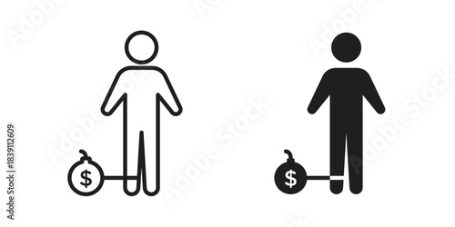 Debt icons, Line vector. solid symbol set