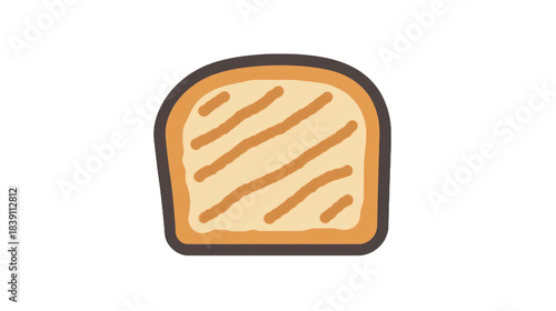Cartoon toast illustration with detailed textures and transparent background