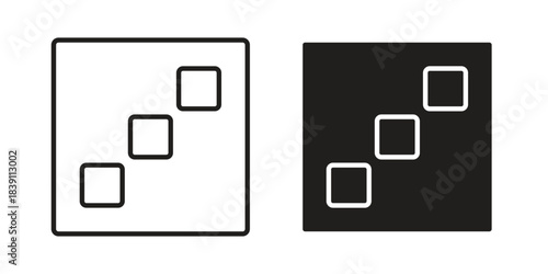 Dice three icons, Line vector. solid symbol set