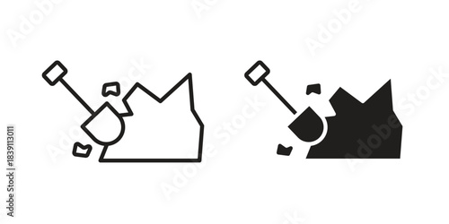 Digging icons, Line vector. solid symbol set