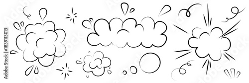 Cartoon line effects icon set. Manga speed elements, movement, burst, sketched motion