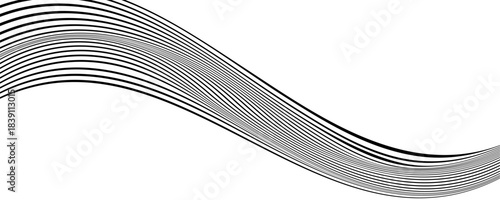 Black line wave pattern. Optical illusion stripe background, abstract geometric wavy texture