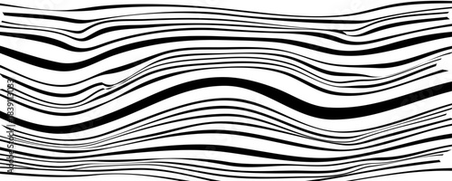 Black line wave pattern. Optical illusion stripe background, abstract geometric wavy texture