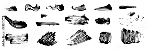 Mascara brush stroke isolated. Black eyelash makeup smudge