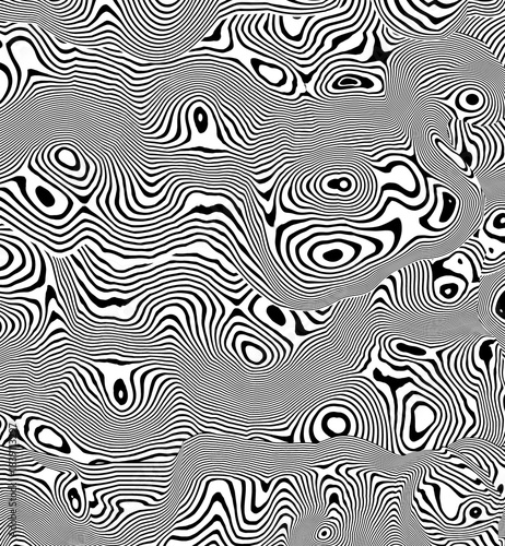 Patrón psicodelico de lineas onduladas blanco y negro