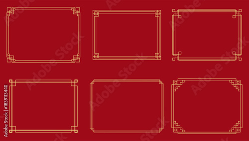 Korean traditional frames, line borders set with knot corners ornament.