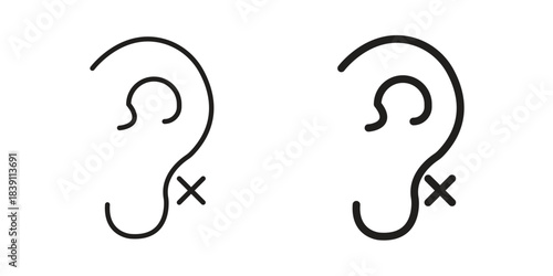 Ear deaf icons, Line vector. solid symbol set